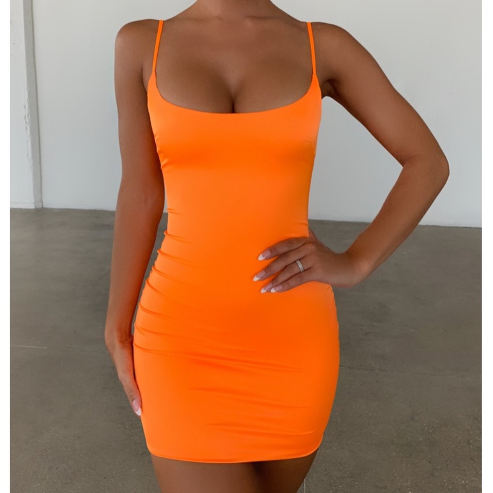 Oh Polly satin mini orange dress